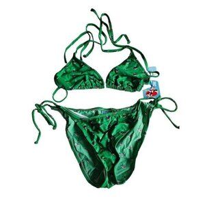 Vintage Paul Frank Womens Bikini, Dic the Whale, Green, Bathing Suit, Medium